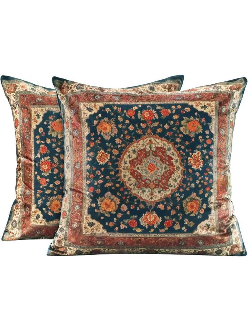 Boho Vintage Floral Soft Velvet Throw Pillow Covers 22x22" - Cozy Home Decor